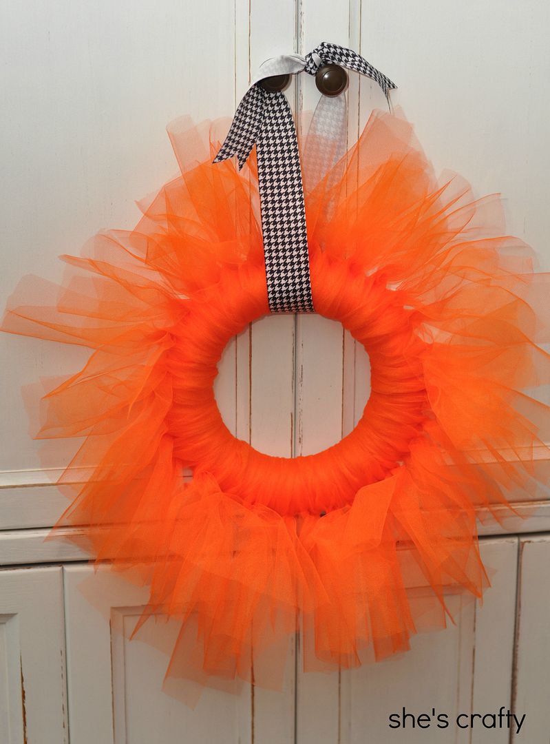 She's crafty orange tulle wreath